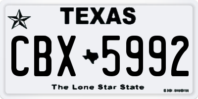 TX license plate CBX5992