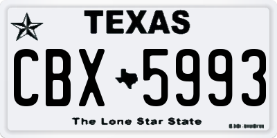TX license plate CBX5993
