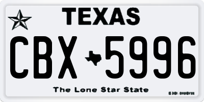 TX license plate CBX5996