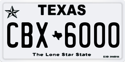 TX license plate CBX6000