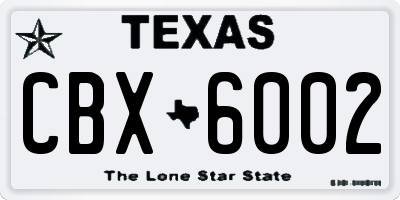 TX license plate CBX6002