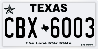 TX license plate CBX6003