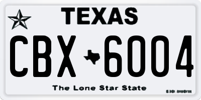 TX license plate CBX6004