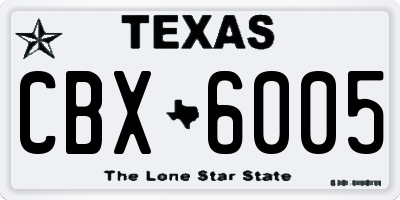 TX license plate CBX6005