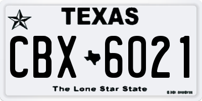 TX license plate CBX6021