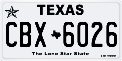 TX license plate CBX6026