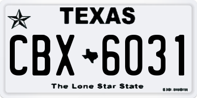 TX license plate CBX6031