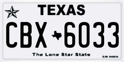 TX license plate CBX6033