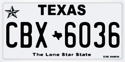 TX license plate CBX6036