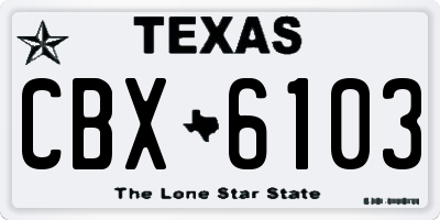 TX license plate CBX6103