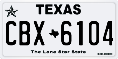 TX license plate CBX6104