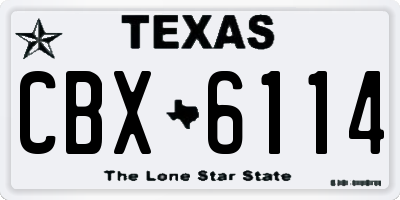 TX license plate CBX6114