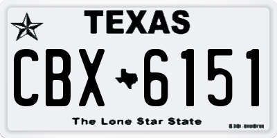 TX license plate CBX6151