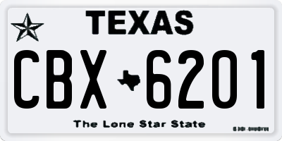 TX license plate CBX6201