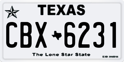 TX license plate CBX6231