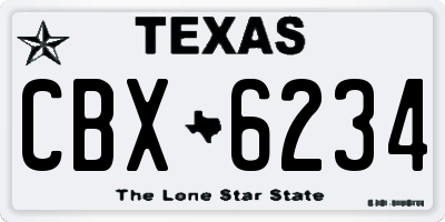 TX license plate CBX6234
