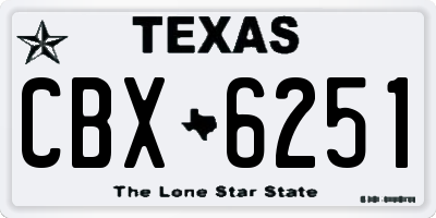 TX license plate CBX6251
