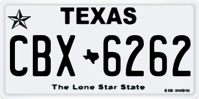 TX license plate CBX6262