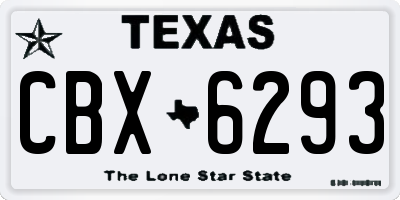 TX license plate CBX6293