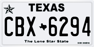 TX license plate CBX6294