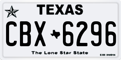 TX license plate CBX6296