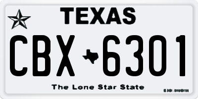 TX license plate CBX6301