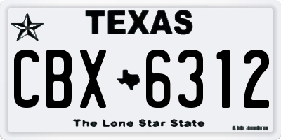 TX license plate CBX6312
