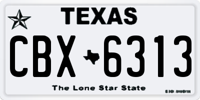 TX license plate CBX6313