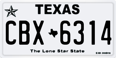 TX license plate CBX6314