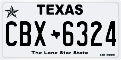 TX license plate CBX6324