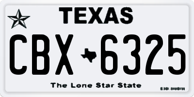 TX license plate CBX6325