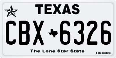 TX license plate CBX6326