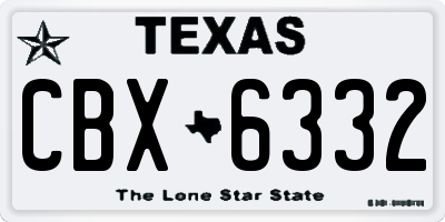TX license plate CBX6332