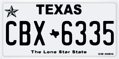 TX license plate CBX6335