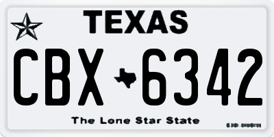 TX license plate CBX6342