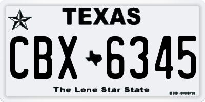 TX license plate CBX6345