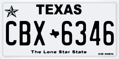 TX license plate CBX6346