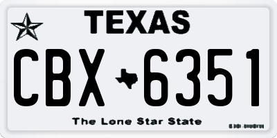 TX license plate CBX6351