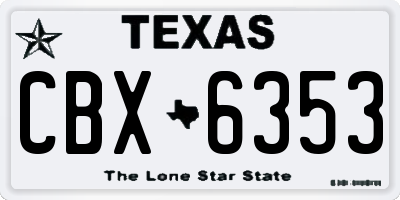 TX license plate CBX6353