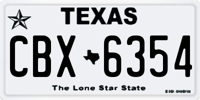 TX license plate CBX6354