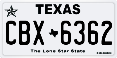 TX license plate CBX6362