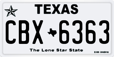 TX license plate CBX6363