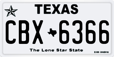TX license plate CBX6366