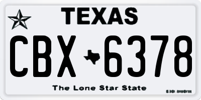 TX license plate CBX6378