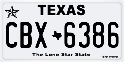 TX license plate CBX6386
