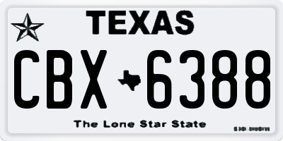 TX license plate CBX6388