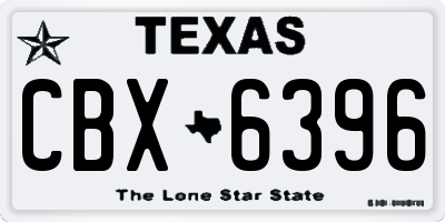 TX license plate CBX6396
