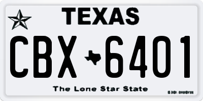TX license plate CBX6401