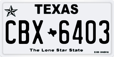 TX license plate CBX6403