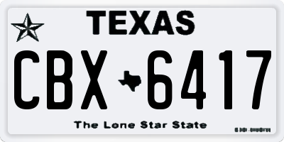 TX license plate CBX6417